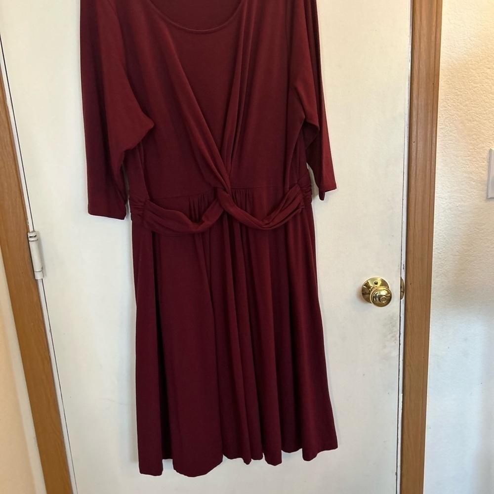 Lands' End Women's Lightweight Cotton
Modal 3/4 Sleeve Fit and Flare  Dress 2X